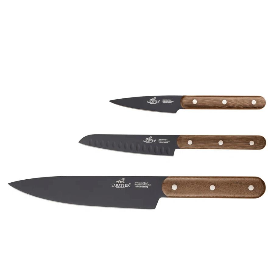 Knivsæt Phenix Walnut 3 dele Sort/valnøddetræ